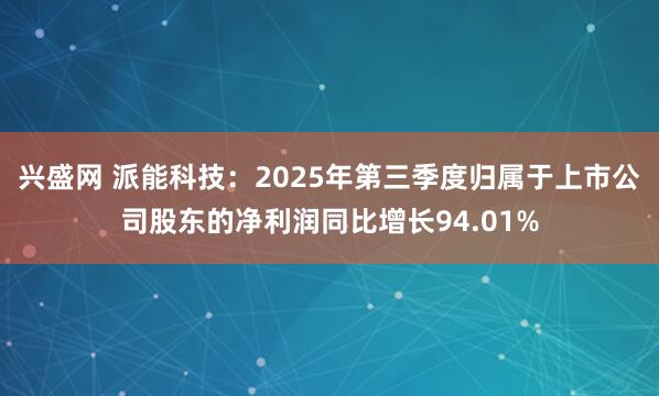兴盛网 派能科技：2025年第三季度归属于上市公司股东的净利润同比增长94.01%